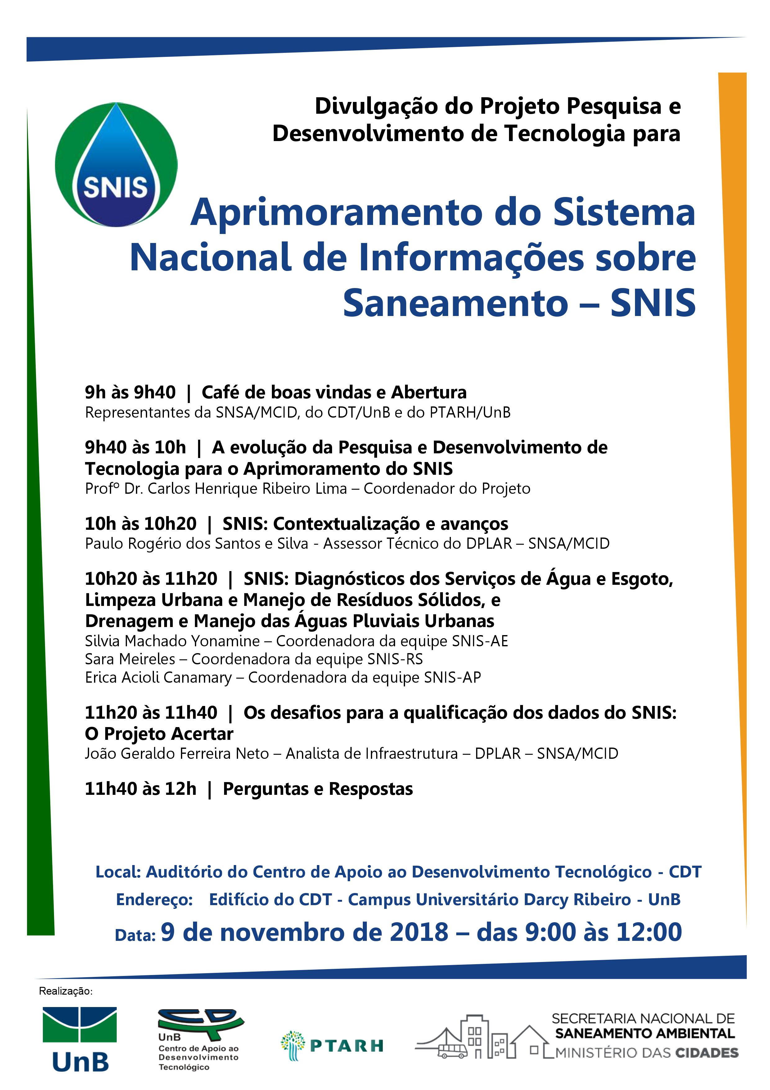Aprimoramento do Sistema Nacional de Informações sobre Saneamento