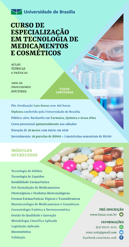 Curso de Especialização em Tecnologia de Medicamentos e Cosméticos