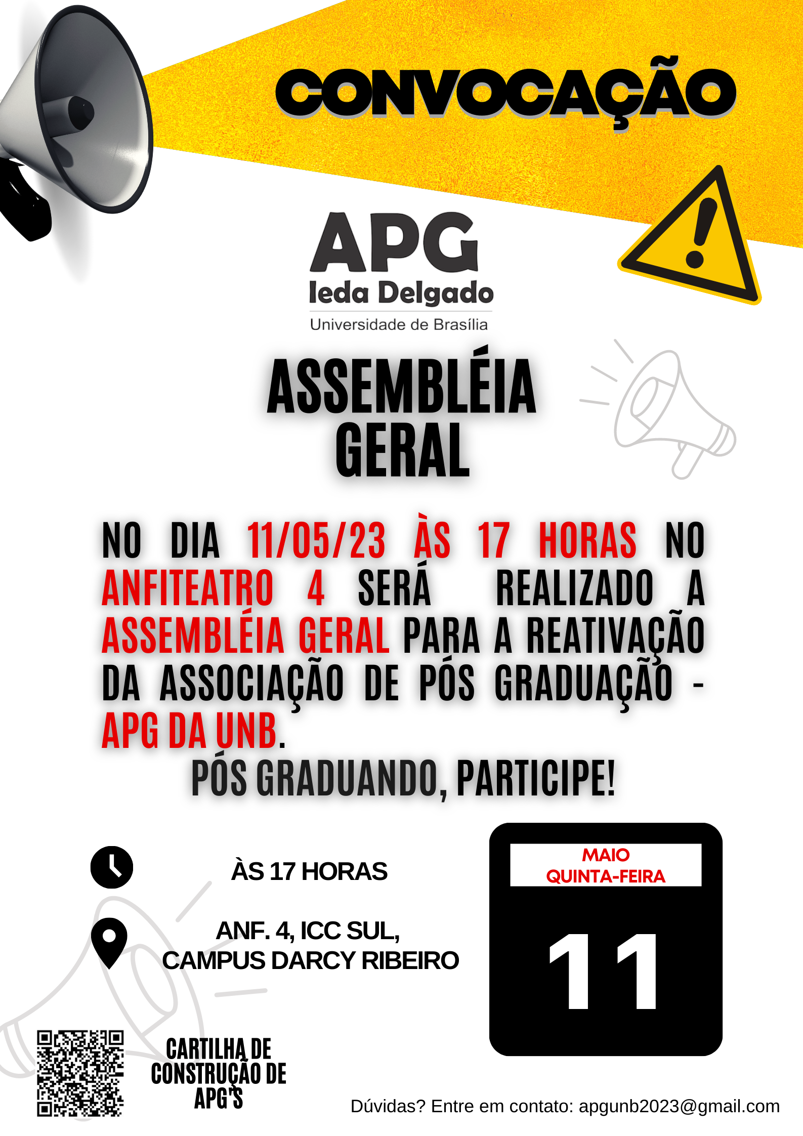 Assembleia Geral para reativação da Associação de Pós-graduandos da UnB