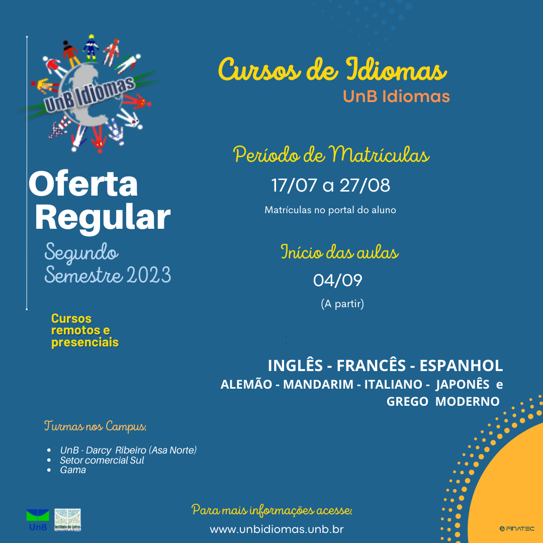 Cursos regulares UnB Idiomas 2º/2023