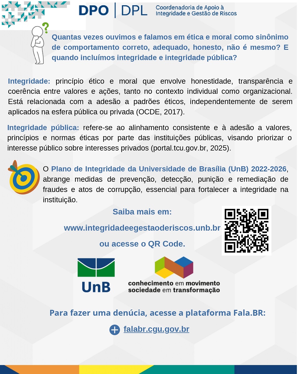 DPL/DPO fortalece a cultura de integridade na UnB