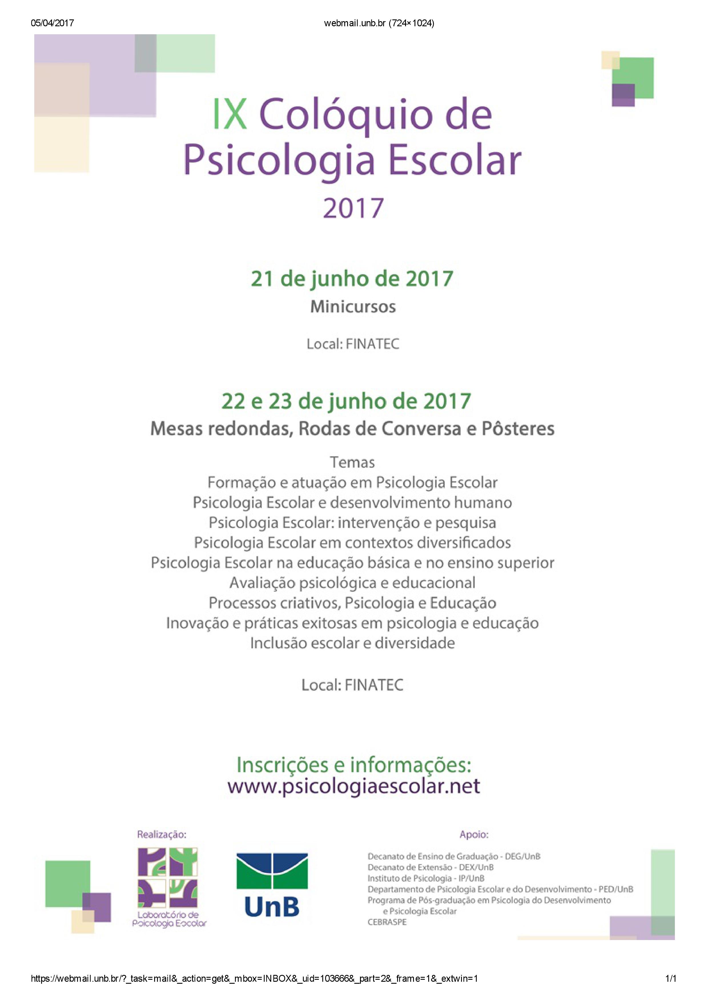 IX Colóquio de Psicologia Escolar