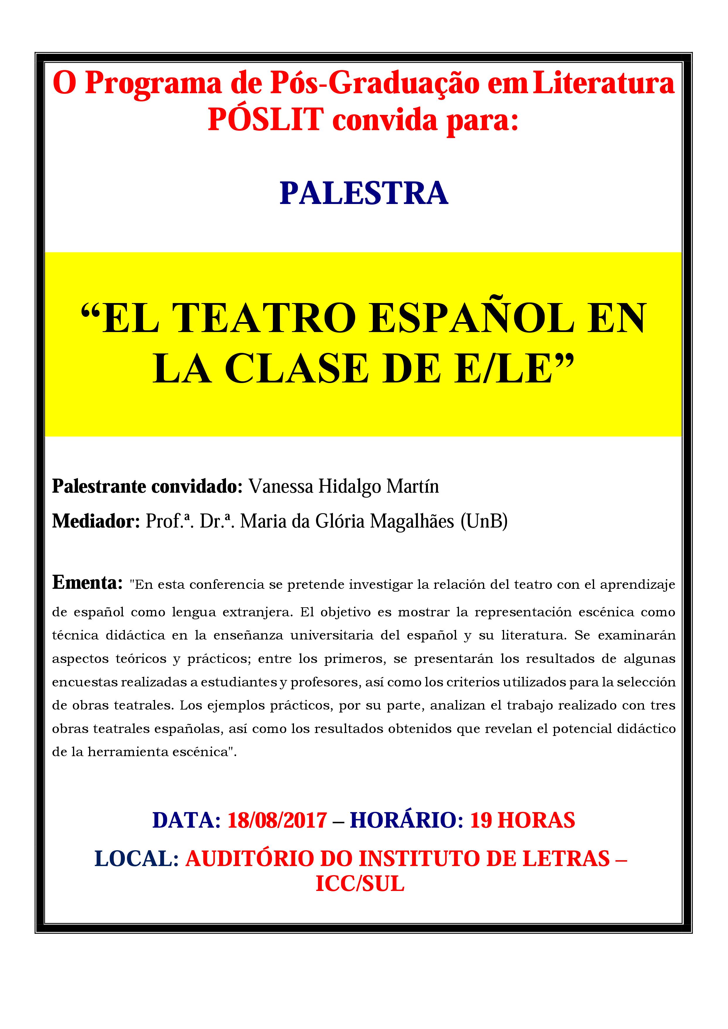 Palestra: El teatro español en la clase de e/le