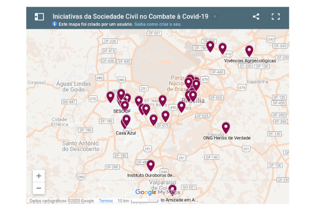 Projeto mapeia iniciativas de combate à Covid-19 no DF. Arte: Reprodução.
